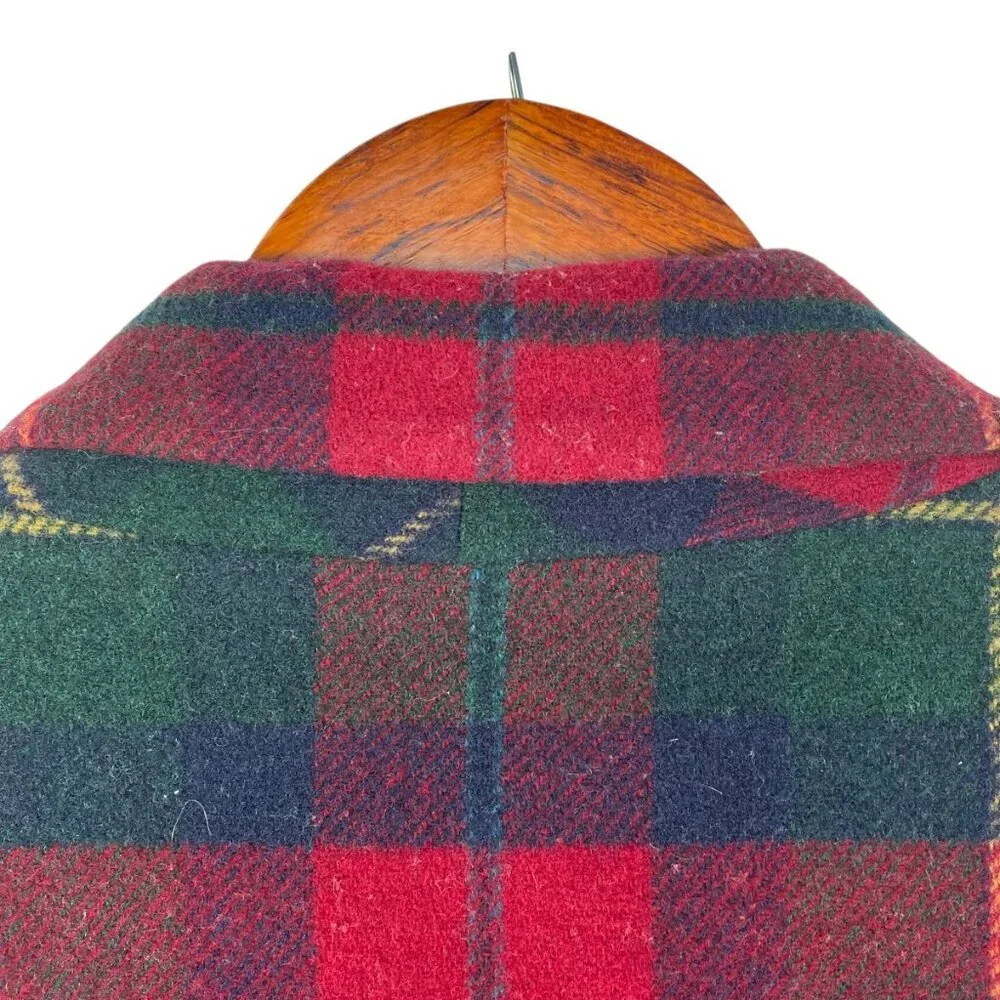 Talbots Plaid Wool Blazer Made USA Vintage Red Green Tartan Size M - Picture 6 of 10
